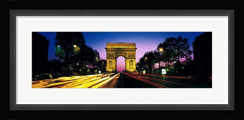 Framed France, Paris, Arc de Triomphe (night) Print