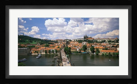 Framed Aerial view of Charles Bridge Prague Czech Republic Print