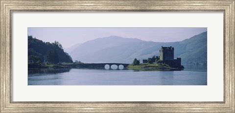 Framed Castle at the lakeside, Eilean Donan Castle, Loch Duich, Highlands Region, Scotland Print
