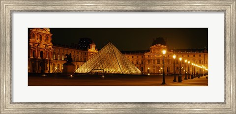 Framed Louvre Lit Up at Night, Paris, France Print