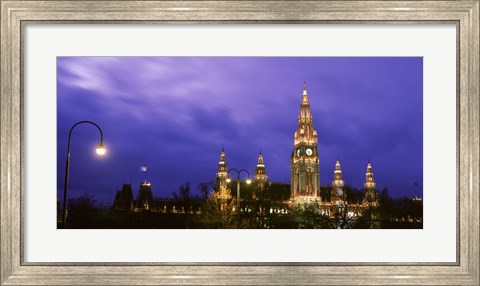 Framed Austria, Vienna, Rathaus, night Print