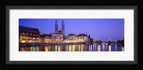 Framed Commercial District, Limmatquai, Zurich, Switzerland Print