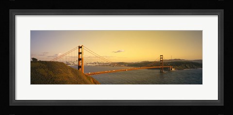 Framed Golden Gate Bridge with Golden Sky, San Francisco, California, USA Print