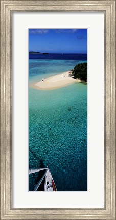 Framed Island With Boat Tonga South Pacific Print