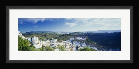 Framed High angle view of buildings in a town, Pueblo Blanco, Andalusia, Spain Print