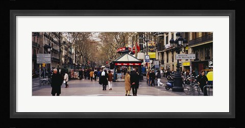 Framed Tourists in a street, Barcelona, Spain Print