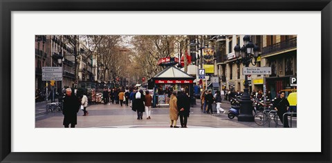 Framed Tourists in a street, Barcelona, Spain Print