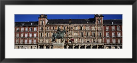 Framed Statue In Front Of A Building, Plaza Mayor, Madrid, Spain Print