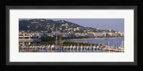 Framed High Angle View Of Boats Docked At Harbor, Cannes, France Print