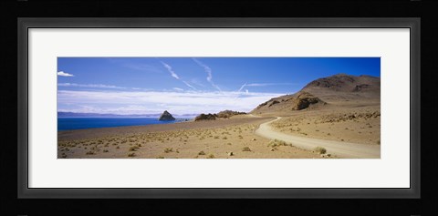 Framed Dirt road on a landscape, Pyramid Lake, Nevada, USA Print