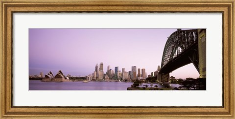 Framed Sydney Harbor Bridge with Purple Sky, Sydney, Australia Print