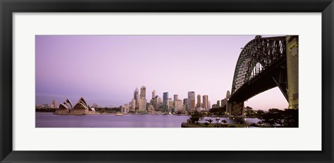 Framed Sydney Harbor Bridge with Purple Sky, Sydney, Australia Print