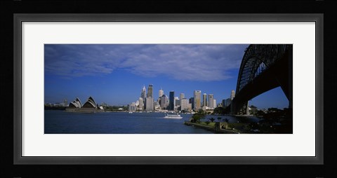 Framed Skyscrapers On The Waterfront, Sydney Harbor Bridge, Sydney, New South Wales, United Kingdom, Australia Print