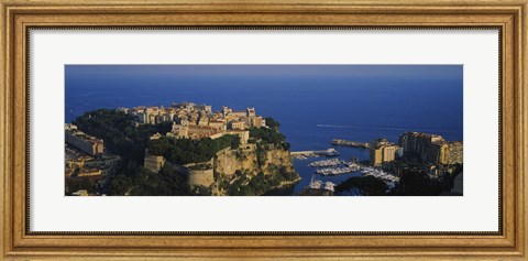 Framed High Angle View Of A City At The Waterfront, Monte Carlo, Monaco Print