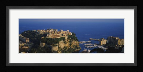 Framed High Angle View Of A City At The Waterfront, Monte Carlo, Monaco Print