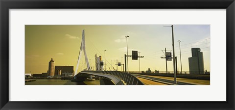 Framed Bridge across the river, Erasmus Bridge, Rotterdam, Netherlands Print