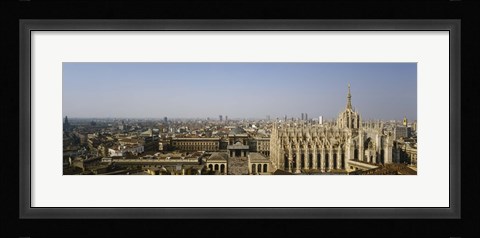 Framed Aerial view of a cathedral in a city, Duomo di Milano, Lombardia, Italy Print