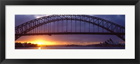 Framed Sydney Harbor Bridge, Sydney, New South Wales, United Kingdom, Australia Print