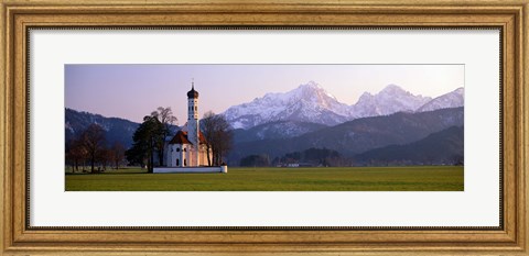 Framed St Coloman Church and Alps Schwangau Bavaria Germany Print