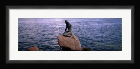 Framed Little Mermaid Statue on Waterfront Copenhagen Denmark Print