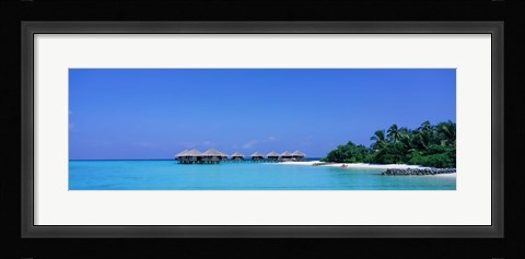 Framed Beach Cabanas, Baros, Maldives Print