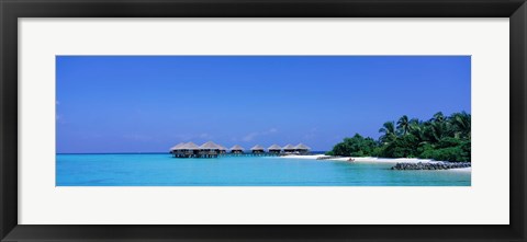 Framed Beach Cabanas, Baros, Maldives Print