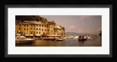 Framed Boats in a canal, Portofino, Italy Print