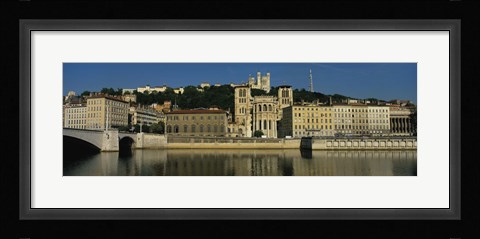 Framed Buildings On The Saone River, Lyon, France Print