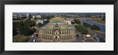 Framed High Angle View Of An Opera House, Semper Opera House, Dresden, Germany Print