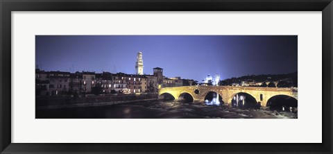Framed Ponte Pietra And Adige River, Verona, Italy Print