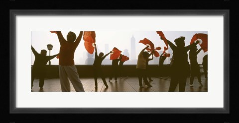Framed Morning Exercise, The Bund, Shanghai, China Print