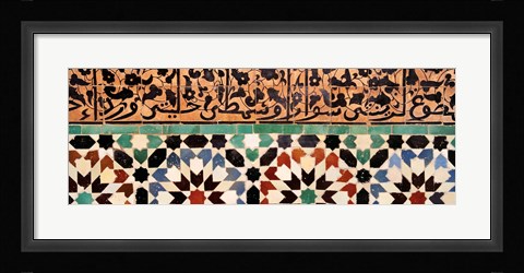 Framed Close-up of design on a wall, Ben Youssef Medrassa, Marrakesh, Morocco Print