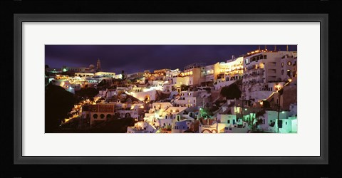 Framed Town at night, Santorini, Greece Print