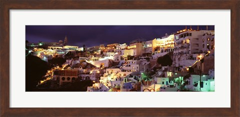 Framed Town at night, Santorini, Greece Print