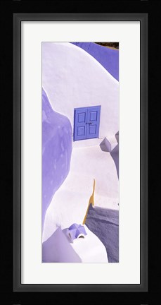 Framed Blue door, Santorini, Greece Print