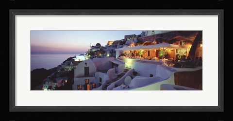 Framed Terrace overlooking the Caldera, Santorini, Greece Print