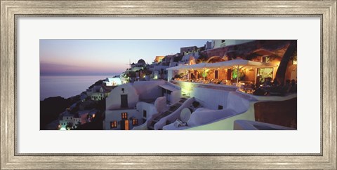 Framed Terrace overlooking the Caldera, Santorini, Greece Print