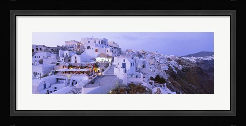 Framed White washed buildings, Santorini, Greece Print