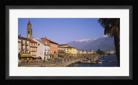 Framed Buildings at the waterfront, Lake Maggiore, Ascona, Switzerland Print