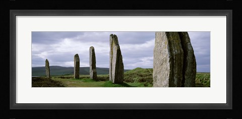 Framed Ring Of Brodgar with view of the hills, Orkney Islands, Scotland, United Kingdom Print