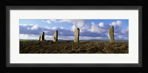 Framed Ring Of Brodgar on a cloudy day, Orkney Islands, Scotland, United Kingdom Print