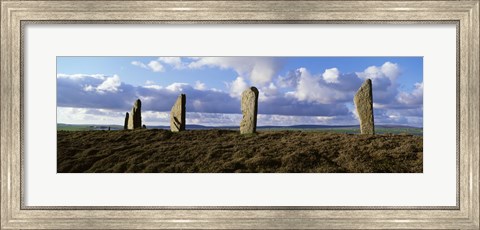 Framed Ring Of Brodgar on a cloudy day, Orkney Islands, Scotland, United Kingdom Print
