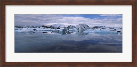 Framed Ice Berg Floating On The Water, Vatnajokull Glacier, Iceland Print
