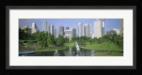Framed Park In The City, Petronas Twin Towers, Kuala Lumpur, Malaysia Print