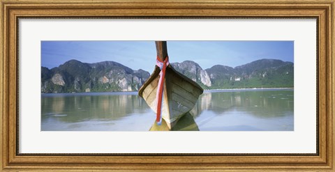 Framed Boat Moored In The Water, Phi Phi Islands, Thailand Print