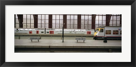 Framed Trains at a railroad station platform, Antwerp, Belgium Print