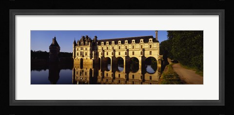 Framed Water In Front Of The Building, Loire Valley, Chenonceaux, France Print