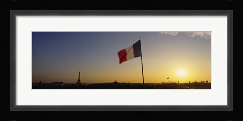 Framed French flag waving in the wind, Paris, France Print