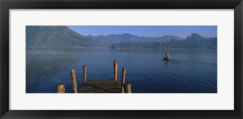 Framed Pier On A Lake, Santiago, Lake Atitlan, Guatemala Print
