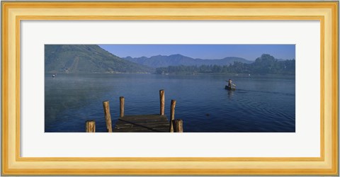 Framed Pier On A Lake, Santiago, Lake Atitlan, Guatemala Print